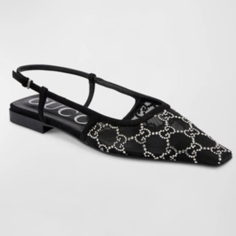 Gucci Crystal Slingback flats